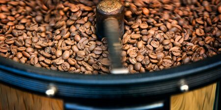 Roasted Coffee Beans in Coffee Roasting Machine