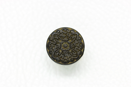 Round Metal Jeans Button in vintage style, Lotus Flowerの写真素材