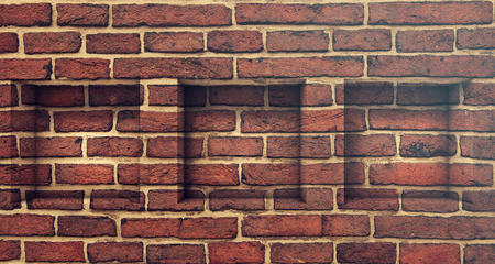 Retro brick wall and square window hole