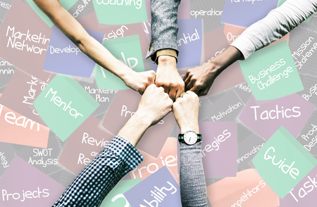 teenagers putting their hands together. Friends with stack of hands goes for success and teamwork...