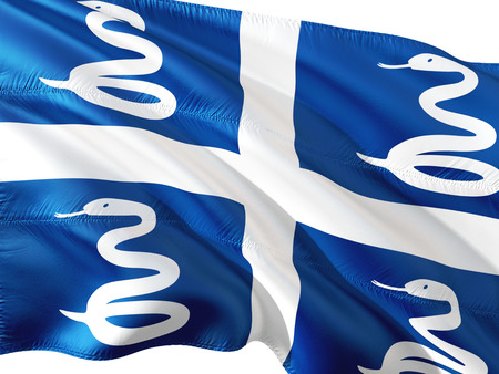 Flag of Martinique waving in the wind, isolated white background.の写真素材