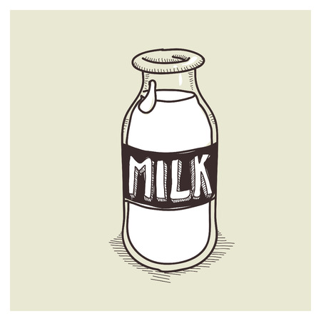 vector sketch milk bottleのイラスト素材