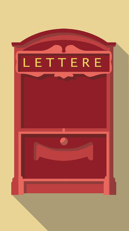 Vector Flat long shadow icon of vintage post boxのイラスト素材