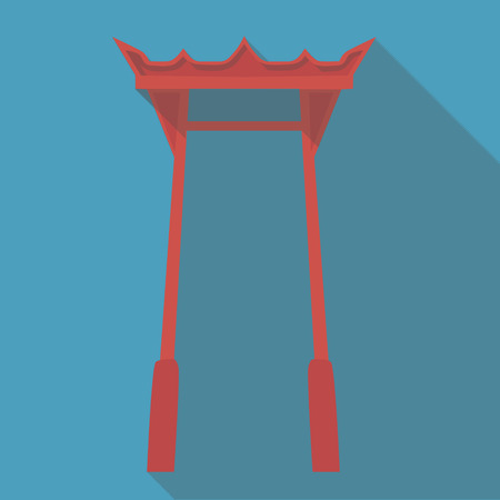 Vector illustration long shadow flat icon of japanese temple torii gateのイラスト素材