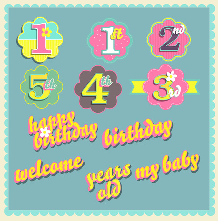 Vector happy birthday card design template setのイラスト素材