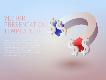 vector 3d business theme presentation template setのイラスト素材