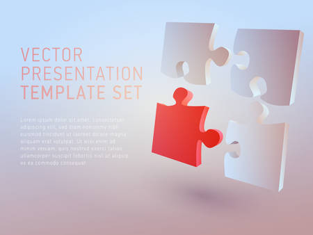 vector 3d business theme presentation template setのイラスト素材