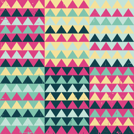 Tribal Ethnic textile decorative aged distressed ornamental striped seamless aztec pattern(Grunge effect can be removed easily)のイラスト素材