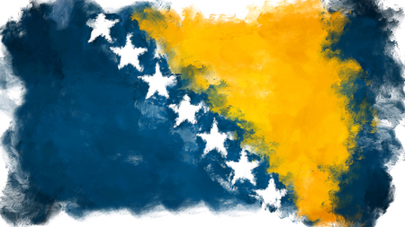 oil painting grunge effected illustration of BOSNIA HERZIGOVA flagの写真素材