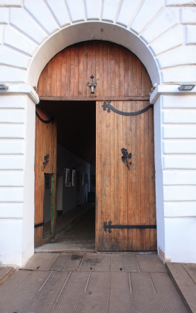 gates of the medieval castle. Medieval Dubno Castle, 1492. Ukraine.の写真素材