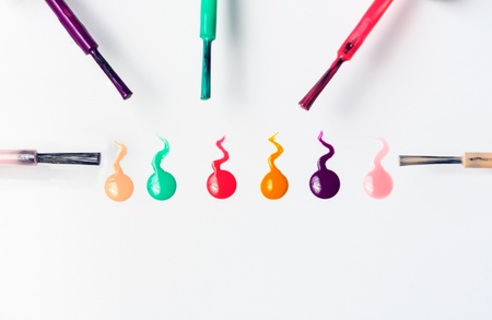 brush strokes and colorful nail polishの写真素材