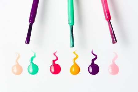 brush strokes and colorful nail polishの写真素材
