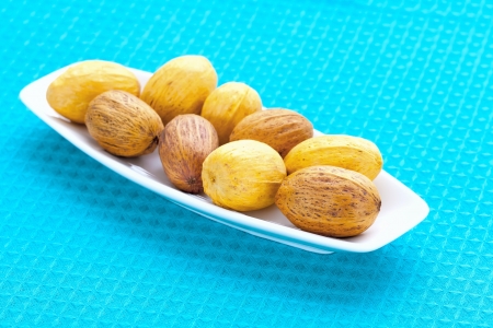 large nuts on a plateの写真素材