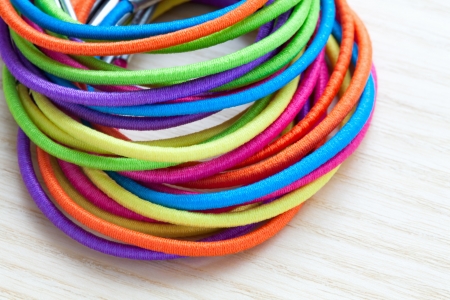 Colored rubber bandsの写真素材