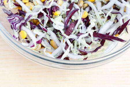 fresh salad and cornの写真素材