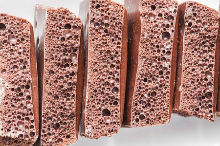 porous chocolate on a plateの写真素材