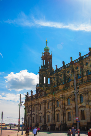 Dresden, Germany in a beautiful summer day. Historical and cultural center of Europe. Cathedral of the Holy Trinity aka Hofkirche Kathedrale Sanctissimae Trinitatisのeditorial素材