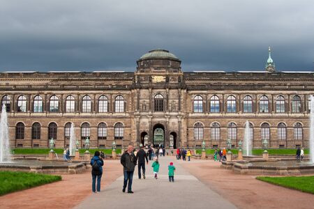 Panoramic view of Zwinger Palace architect Matthaus Poppelmann - royal palace since 17th century in Dresden. Today, Zwinger is a museum complex and most visited monument in Dresden.のeditorial素材