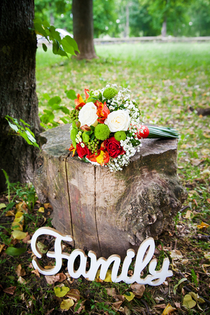 Close up photo of beautiful wedding bouquetの写真素材