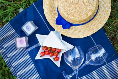 serving a summer picnic in the French styleの写真素材