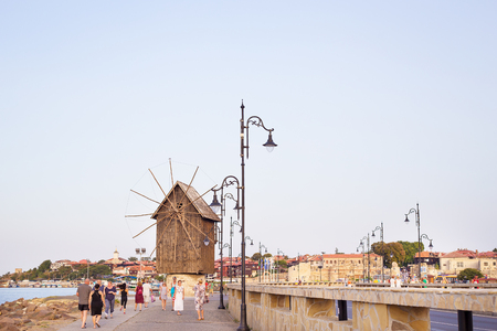 View of city Old Nessebar and sea, Bulgaria.の写真素材