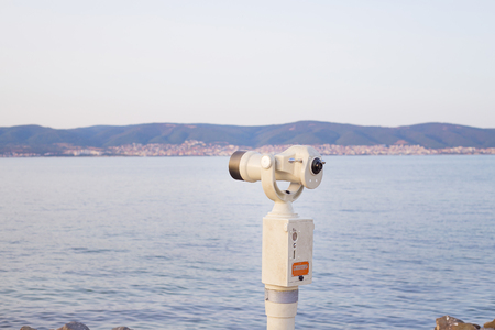 Telescope directed to the sea, Bulgaria Nessebar.の写真素材