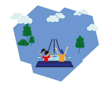 A woman and a man travel by car. Conceptual idea of a flat design of a vector graphic set of illustrations. Navigation, online map on the smartphone, routes, GPS on the city map, mobile application.のイラスト素材