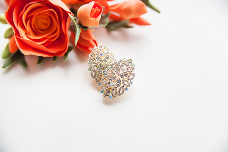 beautiful wedding gold earrings fashion stylish elegant.の写真素材