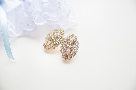 beautiful wedding gold earrings fashion stylish elegant.の写真素材