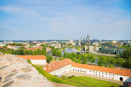 Top view of the old city and the new modern houses. Vilnius, Lithuania.の写真素材