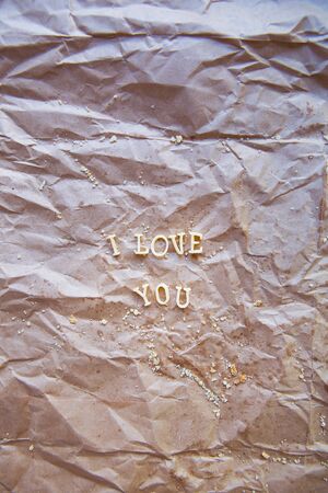 I love you written on kraft paper.の写真素材