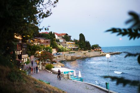 Year old nessebar evening old town. Bulgariaの写真素材