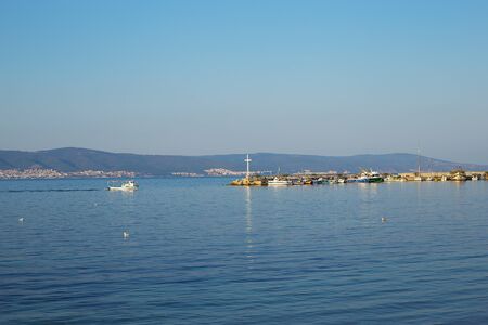 Very beautiful summer sunset on the sea Bulgaria, Nessebarの写真素材
