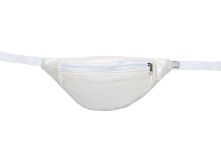 White belt bag isolated on white background. Close-upの写真素材