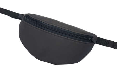 Black belt bag isolated on white background. Close-upの写真素材