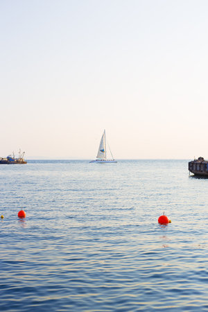 Yachts and boats in nesebray - bulgaria. Summer, sun, seaの写真素材