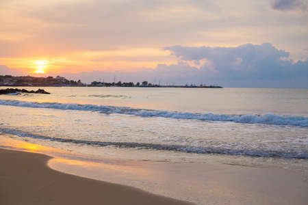 The beautiful sea coast of Bulgaria - Nessebar. Sunset, sea, beachの写真素材