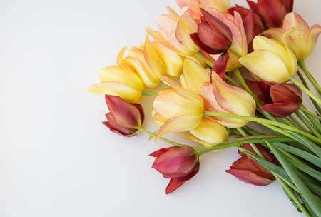 Delicious and appetizing pork tenderloin steak, grilled with buckwheat and vegetables, is on the table along with an orange napkinの写真素材