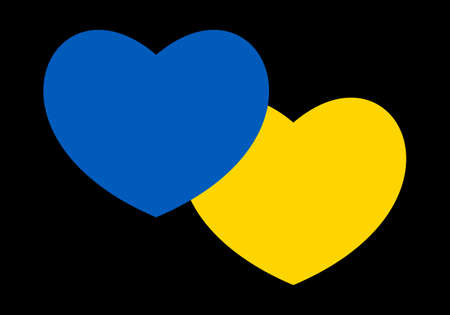 Ukraine flag icon in the shape of heart. Abstract patriotic ukrainian flag with love symbol. Blue and yellow conceptual idea - with Ukraine in his heart. Support for the country during the occupationのイラスト素材