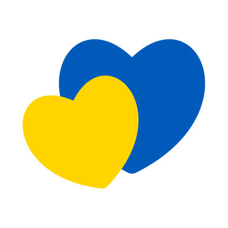 Ukraine flag icon in the shape of heart. Abstract patriotic ukrainian flag with love symbol. Blue and yellow conceptual idea - with Ukraine in his heart. Support for the country during the occupationのイラスト素材