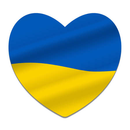Ukraine flag icon in the shape of heart. Abstract patriotic ukrainian flag with love symbol. Blue and yellow conceptual idea - with Ukraine in his heart. Support for the country during the occupationのイラスト素材