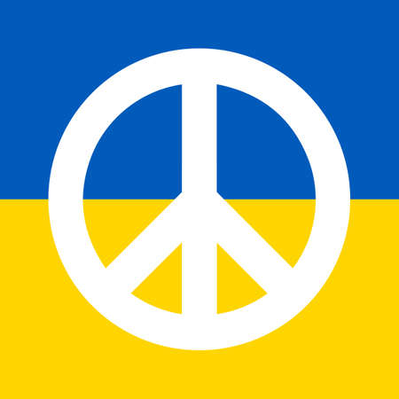 Ukrainian peace symbol - stay with Ukraine. Ukraine vector poster. Concept of Ukrainian and Russian military crisis, conflict between Ukraine and Russia. Support, pray and help Ukraine during the war.のイラスト素材
