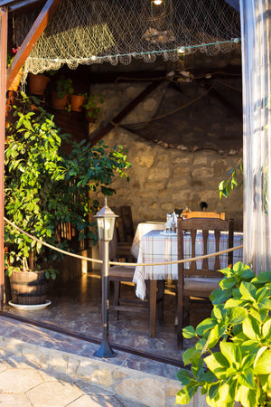Very nice and cozy summer cafes nesebra-bulgariaの写真素材