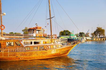 Yachts and boats in nesebray-bulgaria. Summer, sun, seaの写真素材