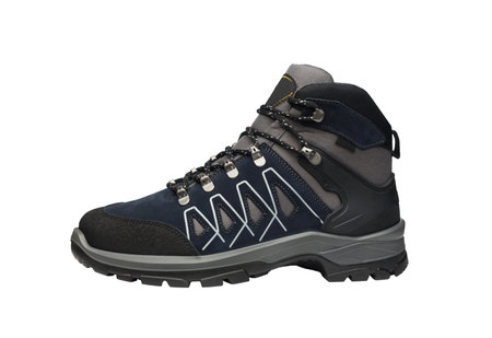 Men and women waterproof winter trekking shoe isolated on white background. New sports hiking boot with shoelaces - side view. Unisex shoes for cold weather. Full depth of field. high quality photoの写真素材