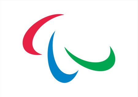 Kyiv, Ukraine - 07 June 2023: Official of the Paralympic Games. Paralympic symbols are the icon used by the International Committee to promote the Paralympics Games with motto is Spirit in Motionのeditorial素材