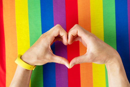 Mockup with LGBT pride flag. The concept of pride day, valentine's day, freedom, loveの写真素材