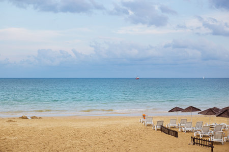 Beautiful summer beaches of Bulgaria Nessebar.の写真素材