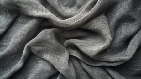 Close-up view of textured black fabric with intricate thread patterns, highlighting detailed weaves and foldsの素材