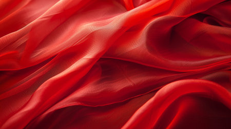 Radiant red silk drapery with soft folds capturing the essence of passion and warmthの素材